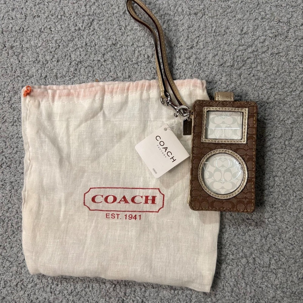 Coach iPod Case Mini Signature OS Khaki Metallic Deadstock Y2K 2000s Vintage NWT